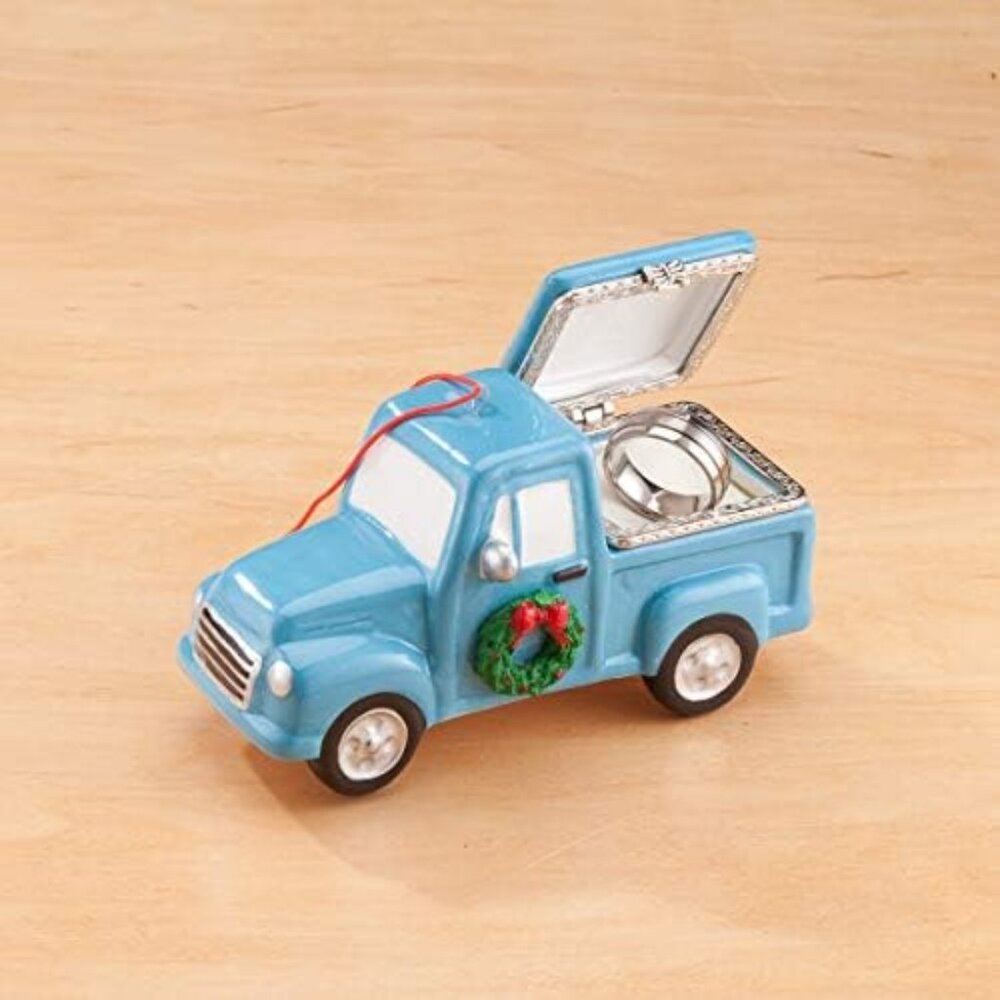 Vintage Truck with Tree Trinket Box– Surprise Ornament Box